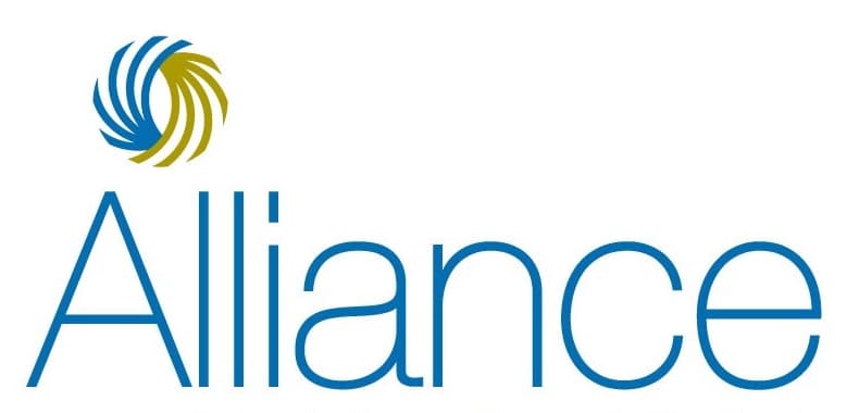 Alliance logo with blue and gold swirl